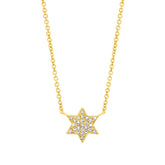 0.06ct 14k Yellow Gold Diamond Star of David Necklace